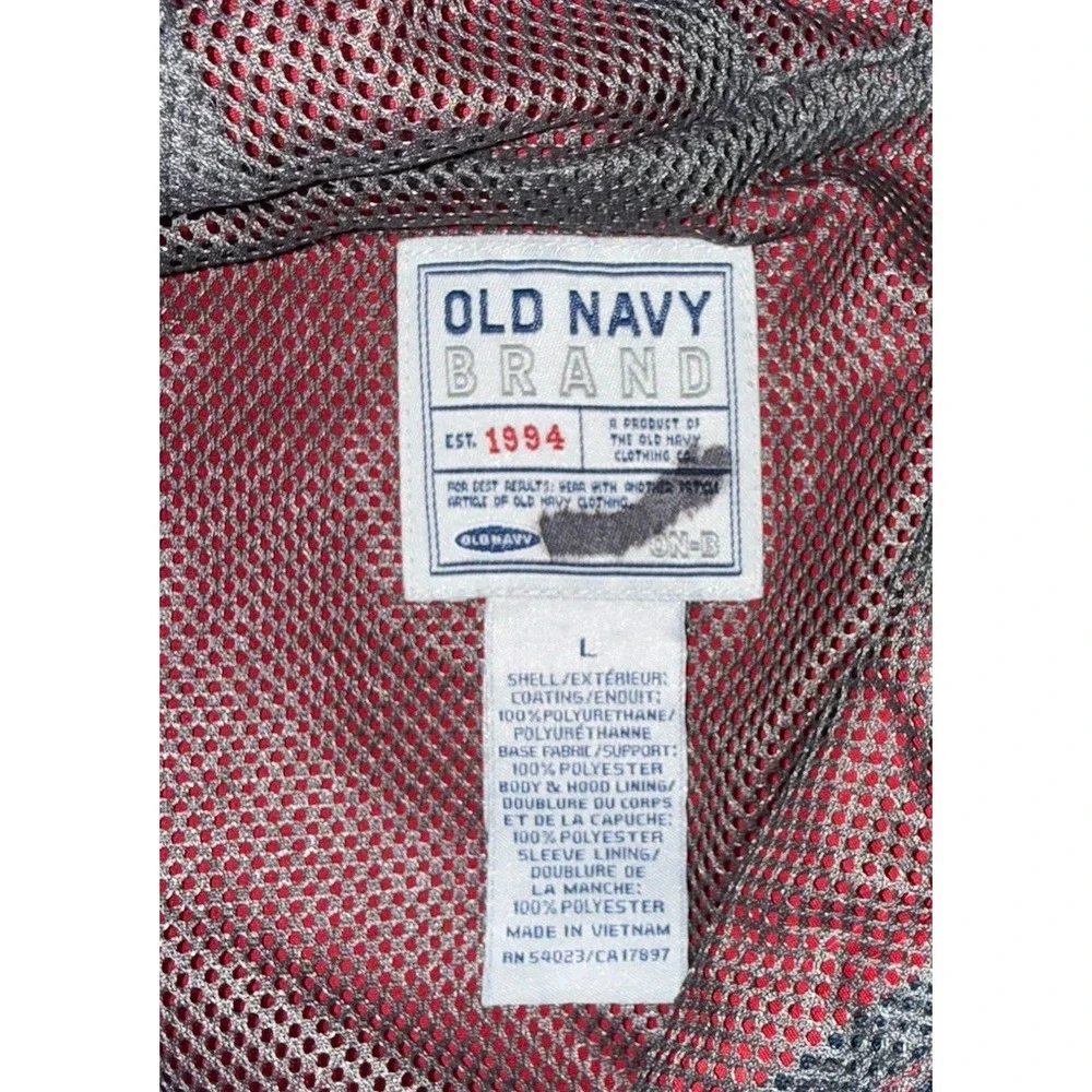Old Navy Kids Size Large (10/12) Red Navy Blue Colorblock Hooded Windbreaker